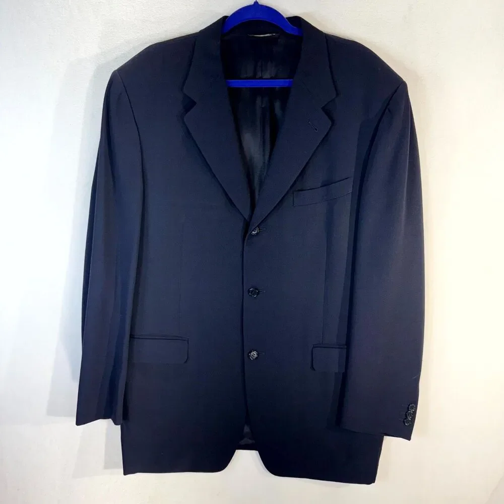 CANALI Proposta Mens Navy Blue Wool Blazer Jacket‎ Made in Italy Size 54 L